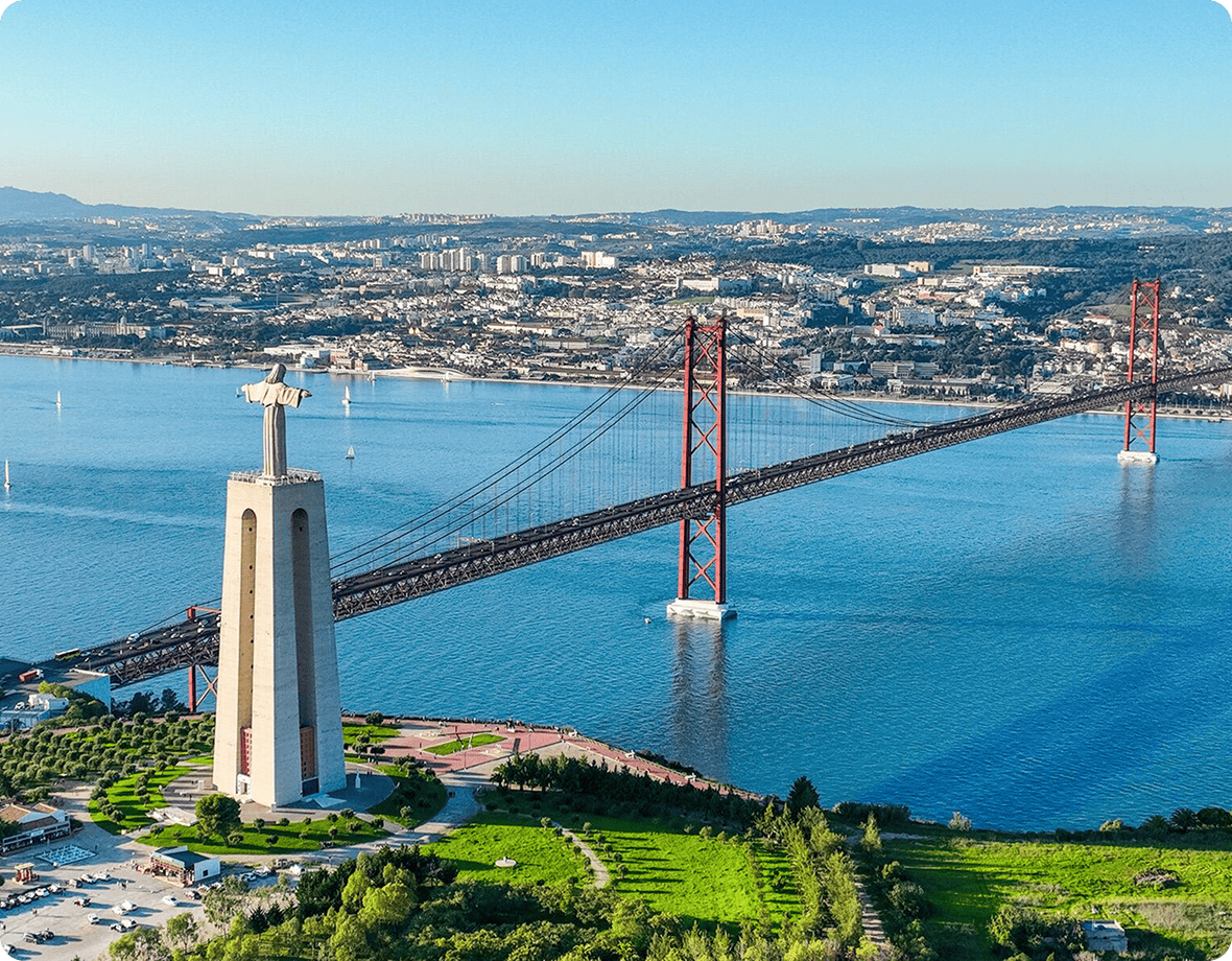 Lisbon — 25 de Abril Bridge and Cristo Rei
